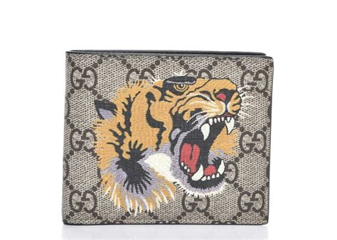 gucci bifold wallet supreme tiger beige|GUCCI GG Supreme Monogram Tiger Bi.